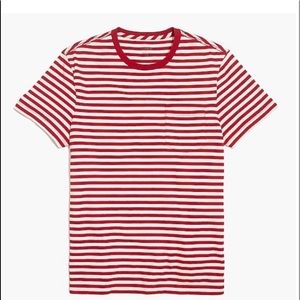 JCREW FACTORY MENS RED AND WHITE STRIPED SHIRT